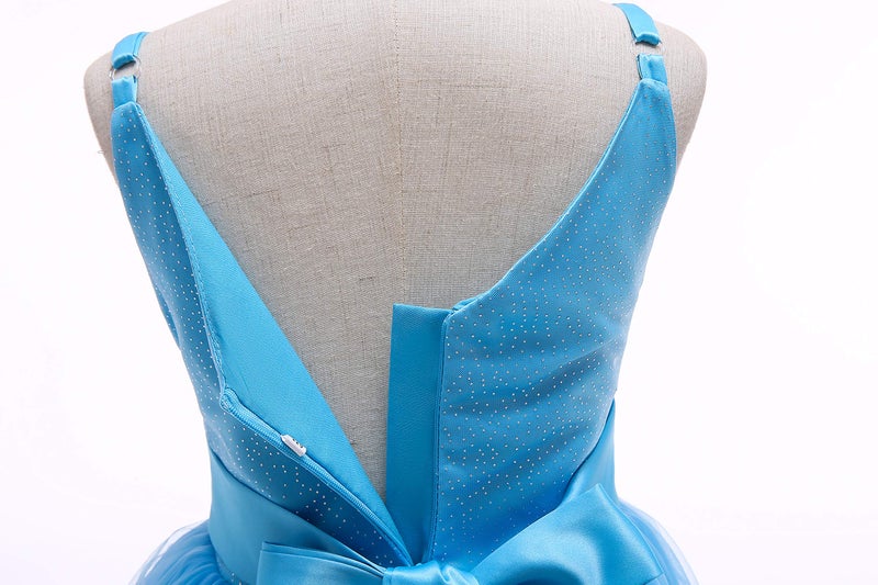 Glamulice Lace Flower Girl Dress Glitter Spaghetti Strap Sparkle Tulle Princess Kids Birthday Ball Gown Junior Formal Holiday Dance Prom Maxi Wedding Party Dresses Deep Sky Blue Bridesmaid Gowns 10 - Image 3